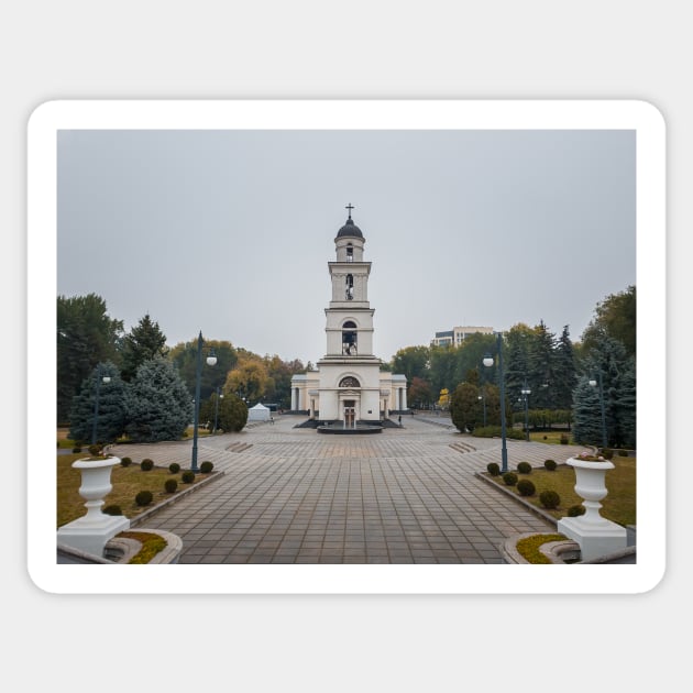Chisinau Bell Tower Sticker by psychoshadow